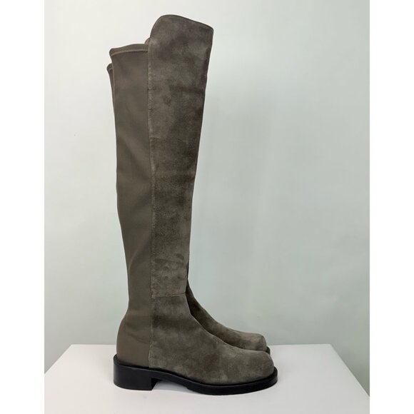 New Stuart Weitzman 5050 Bold Over The Knee Boot Grey Suede Sz 5.5 - Picture 10 of 15